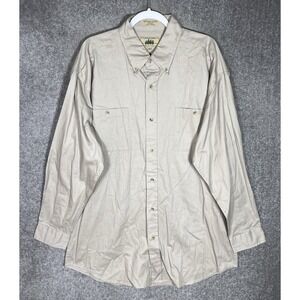 Hunters Peak Rugged Wear Button Down Shirt Mens Size XLT Light‎ Brown Cotton VTG